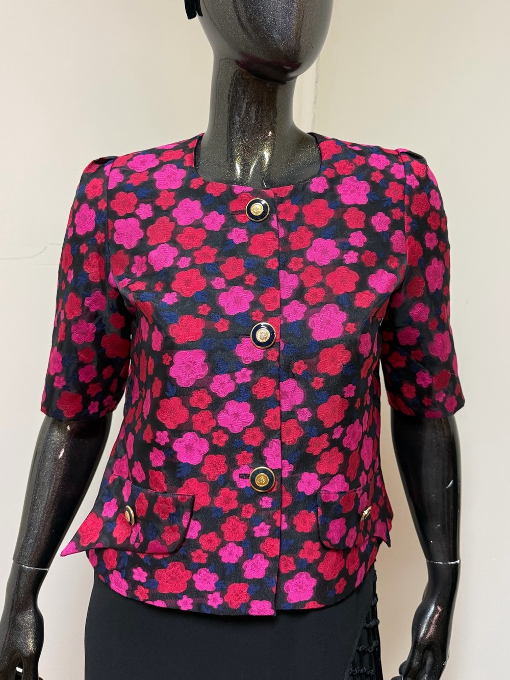 Tatyana Women's Size Floral Abstract Brocade Onassis Blazer Jacket US 8-10